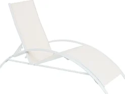 New Beliani Lettino Prendisole GAETA Metallo Beige Bianco Beige
