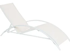 New Beliani Lettino Prendisole GAETA Metallo Beige Bianco Beige