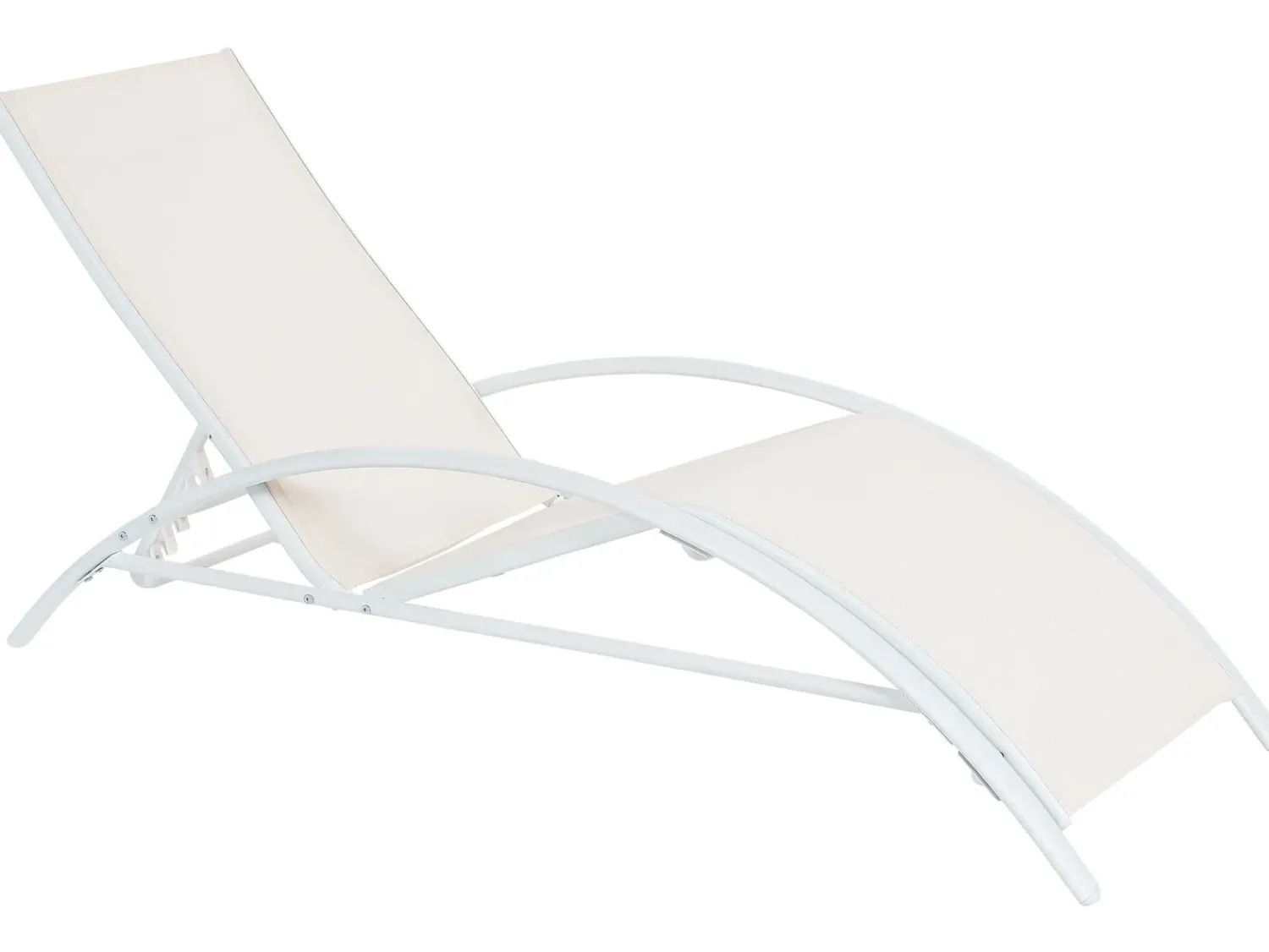 New Beliani Lettino Prendisole GAETA Metallo Beige Bianco Beige