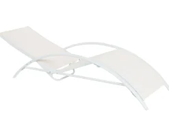 New Beliani Lettino Prendisole GAETA Metallo Beige Bianco Beige