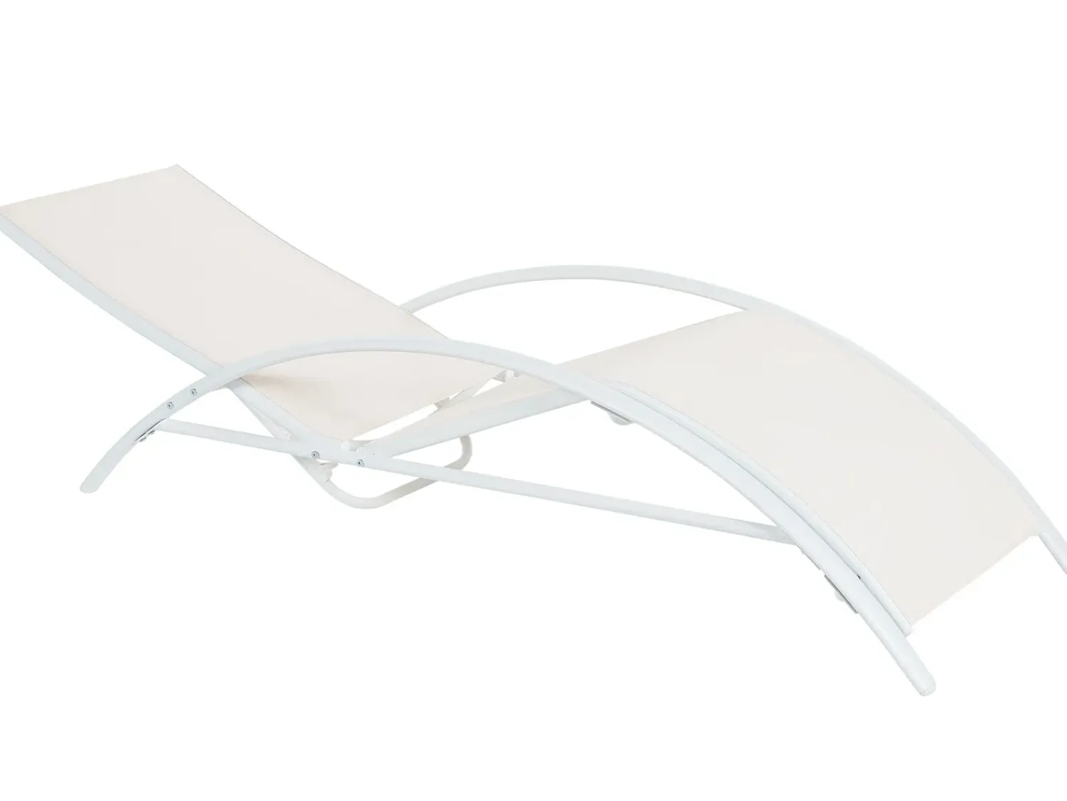 New Beliani Lettino Prendisole GAETA Metallo Beige Bianco Beige