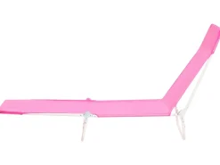New Beliani Lettino Prendisole KASTORIA Metallo Fucsia Bianco Rosa