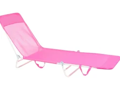 New Beliani Lettino Prendisole KASTORIA Metallo Fucsia Bianco Rosa