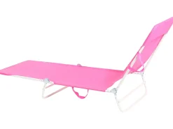 New Beliani Lettino Prendisole KASTORIA Metallo Fucsia Bianco Rosa