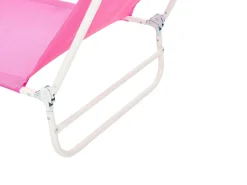 New Beliani Lettino Prendisole KASTORIA Metallo Fucsia Bianco Rosa