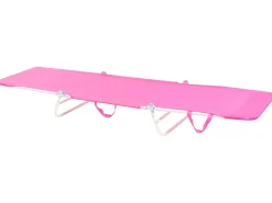 New Beliani Lettino Prendisole KASTORIA Metallo Fucsia Bianco Rosa