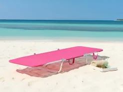 New Beliani Lettino Prendisole KASTORIA Metallo Fucsia Bianco Rosa