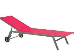 Best Beliani Lettino Prendisole LEVANZO Metallo Rosso Rosso Nero