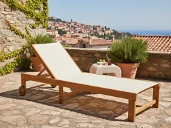 Best Beliani Lettino Prendisole PEDESINA Legno d'acacia Beige Beige Marrone