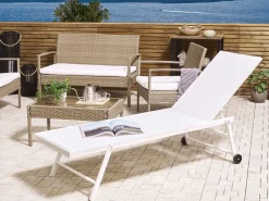 New Beliani Lettino Prendisole PORTOFINO Metallo Bianco