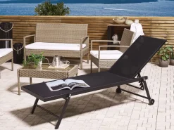 Outlet Beliani Lettino Prendisole PORTOFINO Metallo Nero