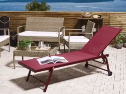 Hot Beliani Lettino Prendisole PORTOFINO Metallo Bordeaux Rosso
