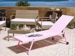 Clearance Beliani Lettino Prendisole PORTOFINO Metallo Rosa