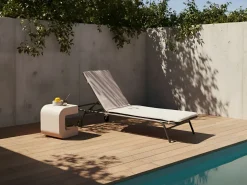 Hot Beliani Lettino Prendisole VOLTERRA Metallo Beige Beige Grigio