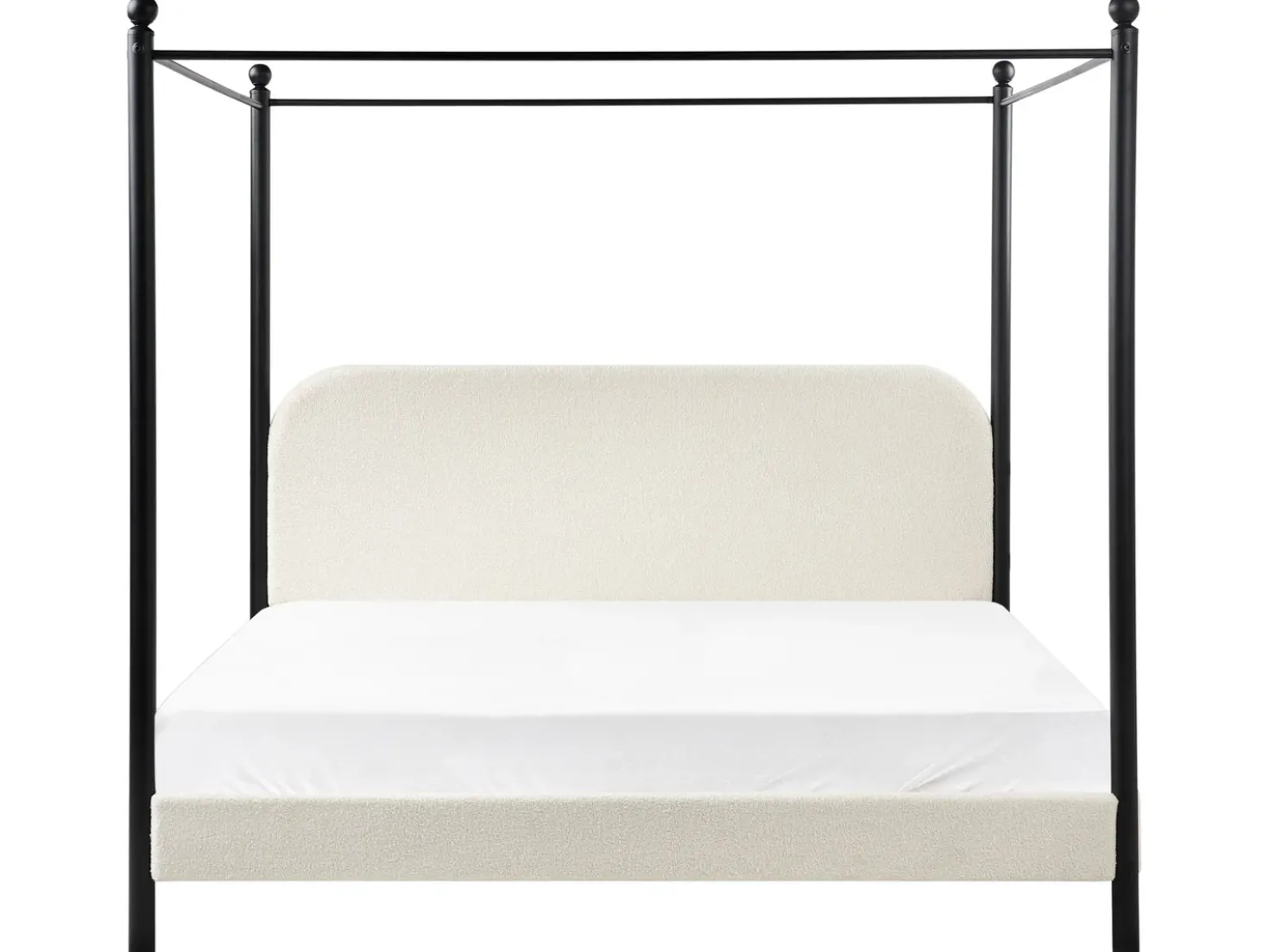 Letto a baldacchino Bouclé DANNEMOIS 180 x 200 cm Bianco sporco
