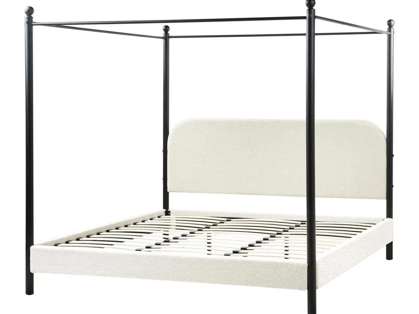 Letto a baldacchino Bouclé DANNEMOIS 180 x 200 cm Bianco sporco