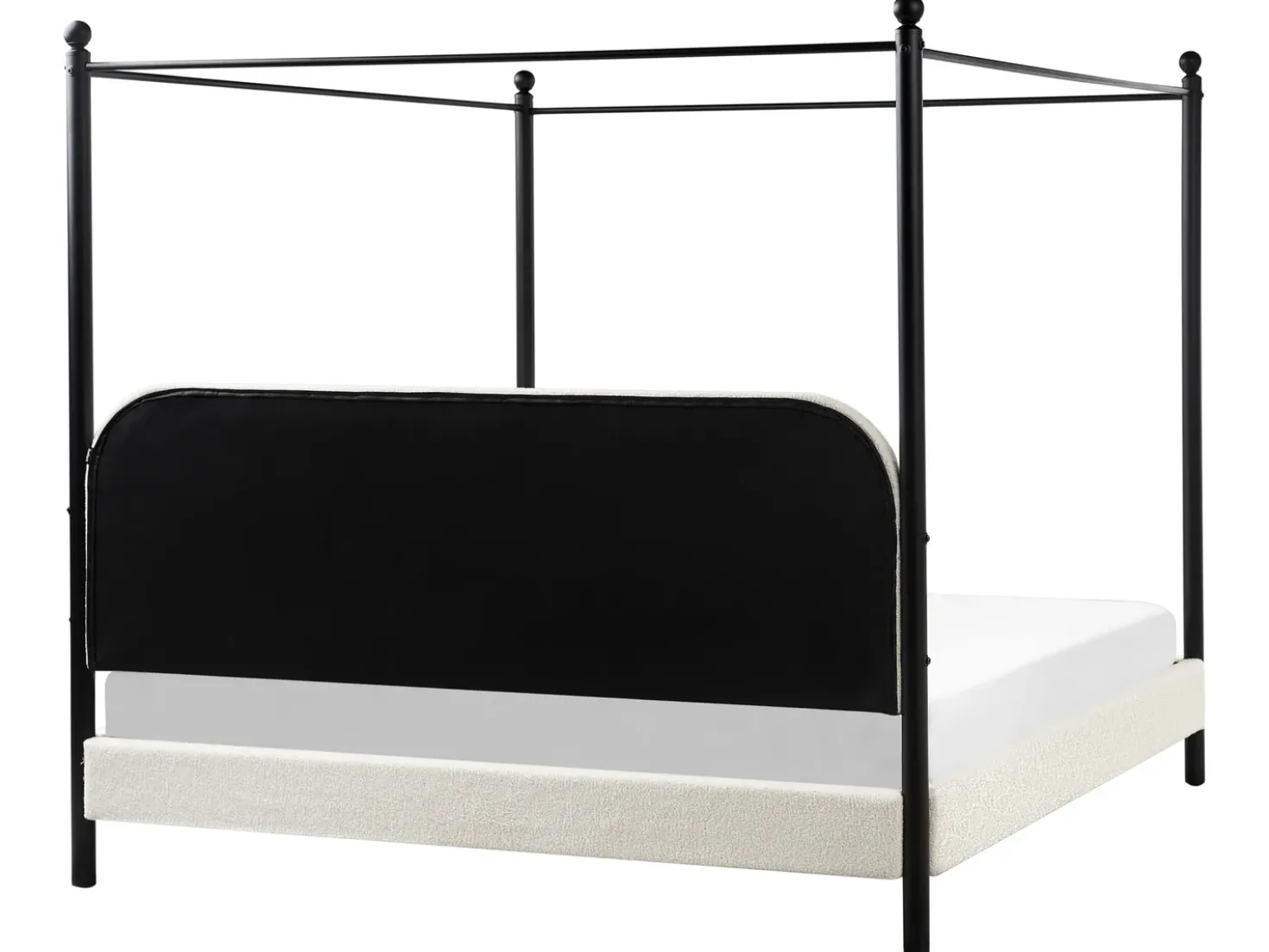 Letto a baldacchino Bouclé DANNEMOIS 180 x 200 cm Bianco sporco