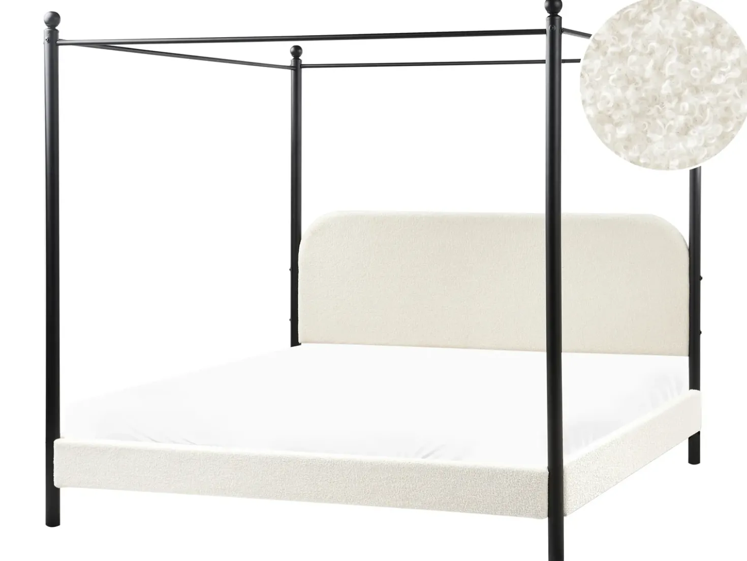 Letto a baldacchino Bouclé DANNEMOIS 180 x 200 cm Bianco sporco