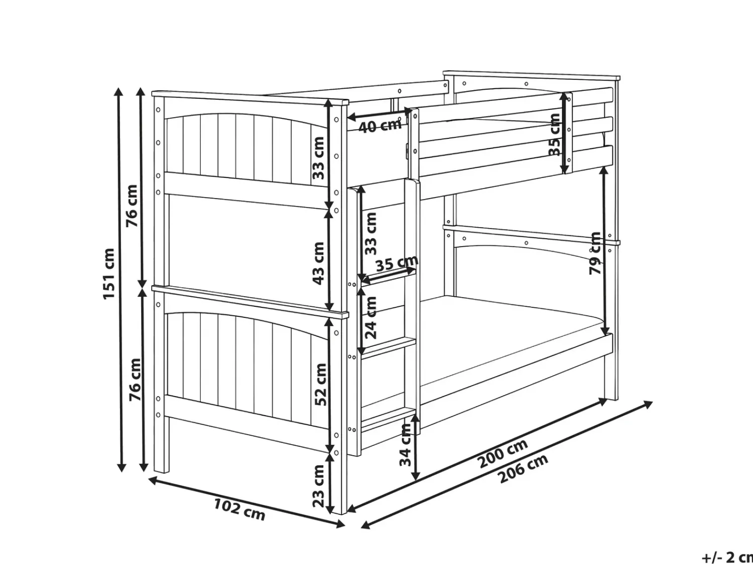 Clearance Beliani Legno di pino ALBON 90 x 200 cm Bianco