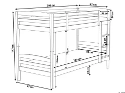 Letto a castello Legno di pino REGAT 90 x 200 cm Marrone scuro