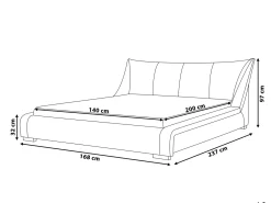 Letto ad acqua con LED Pelle naturale NANTES 140 x 200 cm Bianco sporco