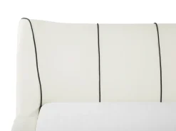 Letto ad acqua con LED Pelle naturale NANTES 140 x 200 cm Bianco sporco
