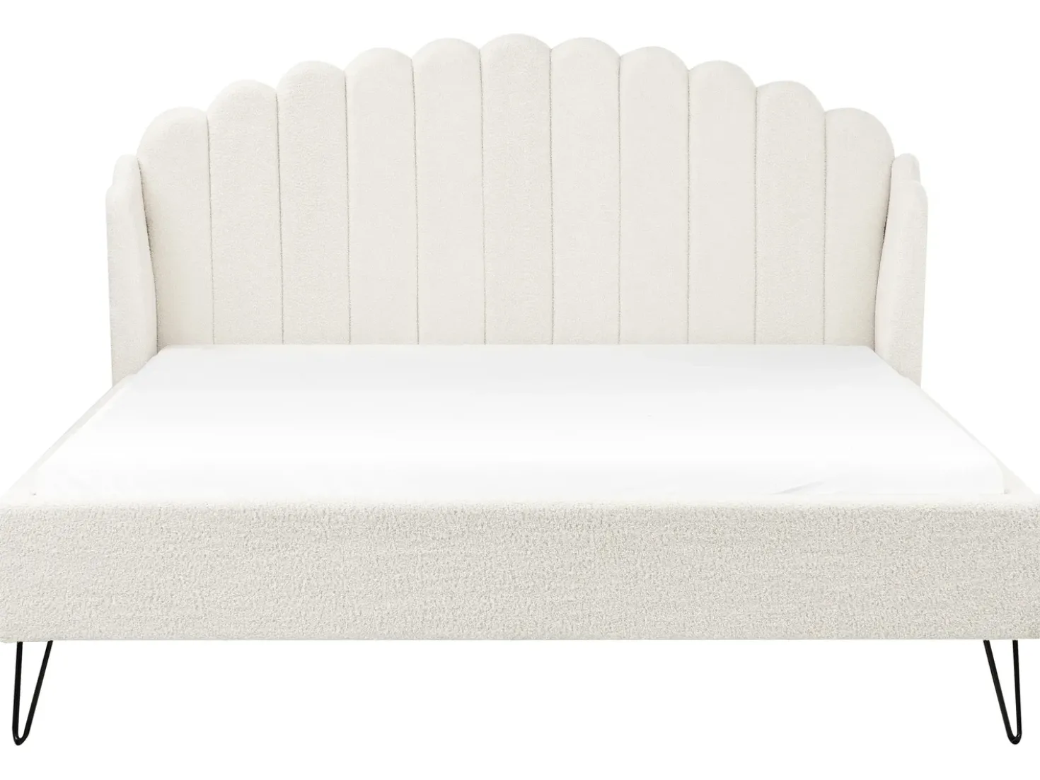 Letto Bouclé AMBILLOU 180 x 200 cm Bianco sporco