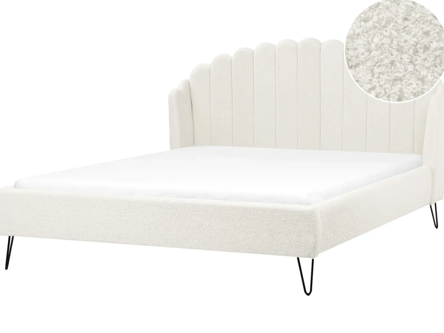 Letto Bouclé AMBILLOU 180 x 200 cm Bianco sporco