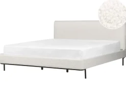 Letto Bouclé CORIO 180 x 200 cm Bianco sporco