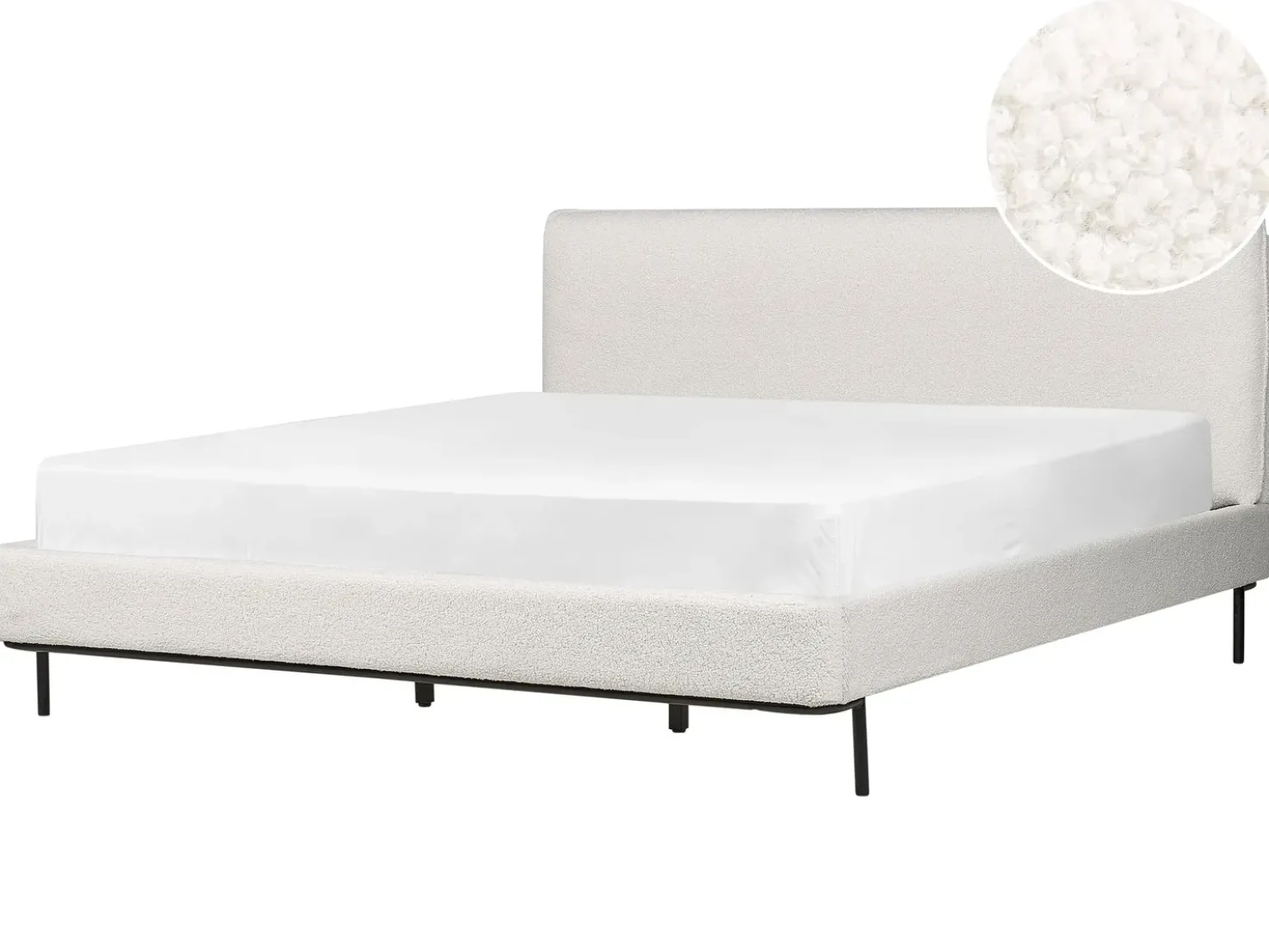 Letto Bouclé CORIO 180 x 200 cm Bianco sporco