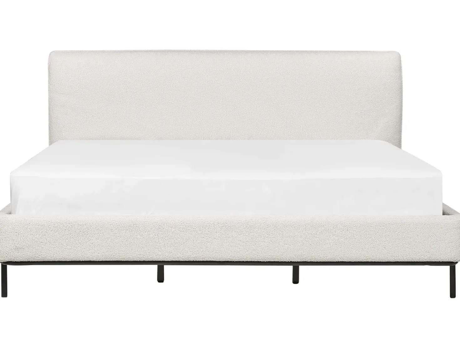 Letto Bouclé CORIO 180 x 200 cm Bianco sporco