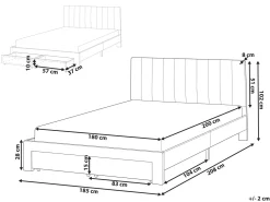 Letto con cassetti contenitori Velluto LONZAC 180 x 200 cm Tortora