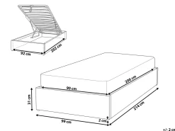 Letto con ottomano senza testata Tessuto DINAN 90 x 200 cm Beige chiaro