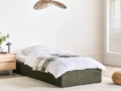 Letto con ottomano senza testata Bouclé DINAN 90 x 200 cm Verde scuro