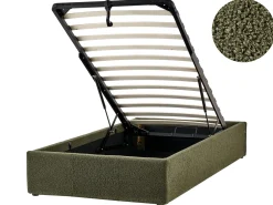 Letto con ottomano senza testata Bouclé DINAN 90 x 200 cm Verde scuro