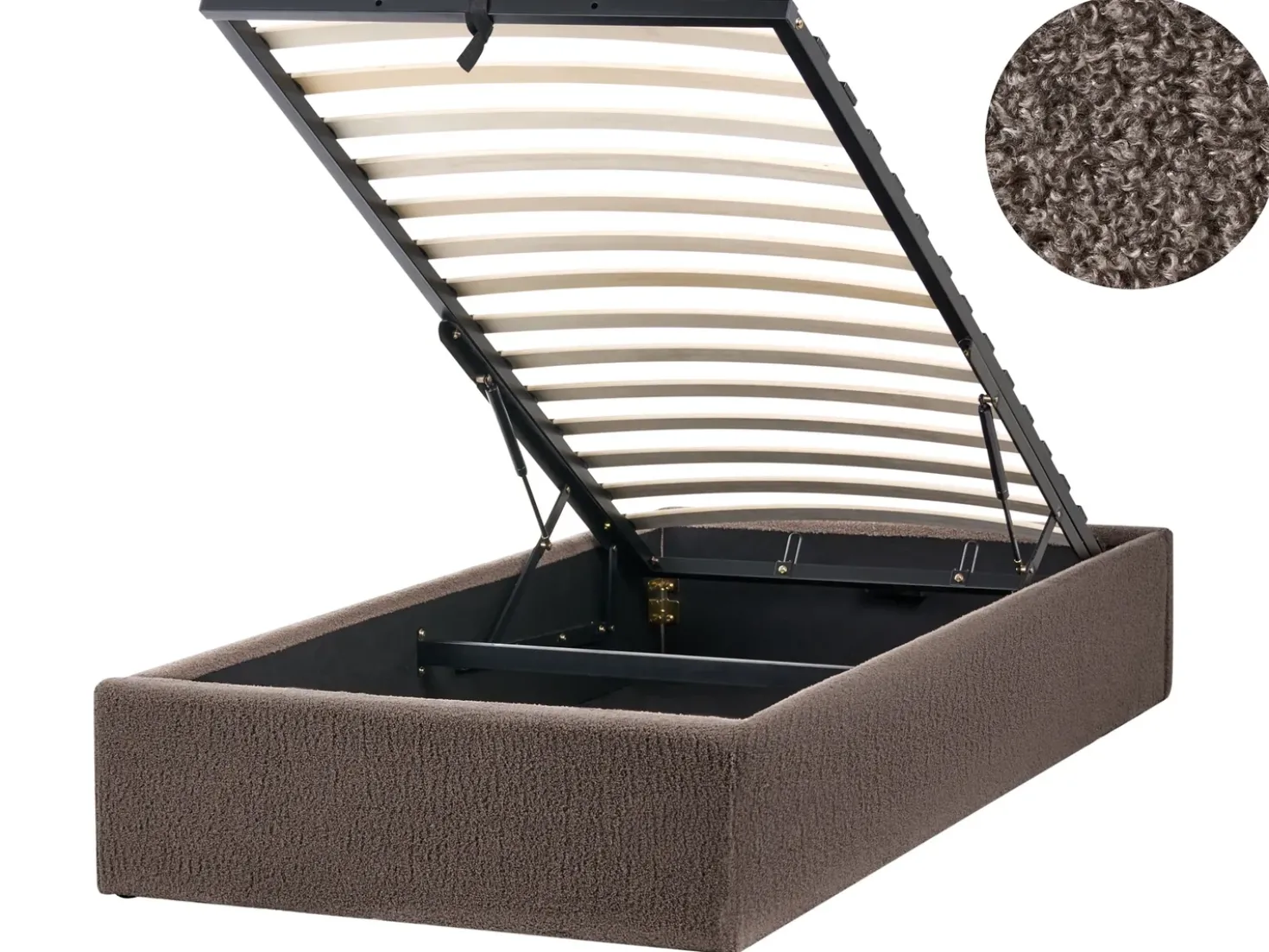 Letto con ottomano senza testata Bouclé DINAN 90 x 200 cm Tortora