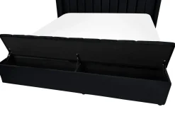 Letto con panca contenitore Velluto NOYERS 180 x 200 cm Nero