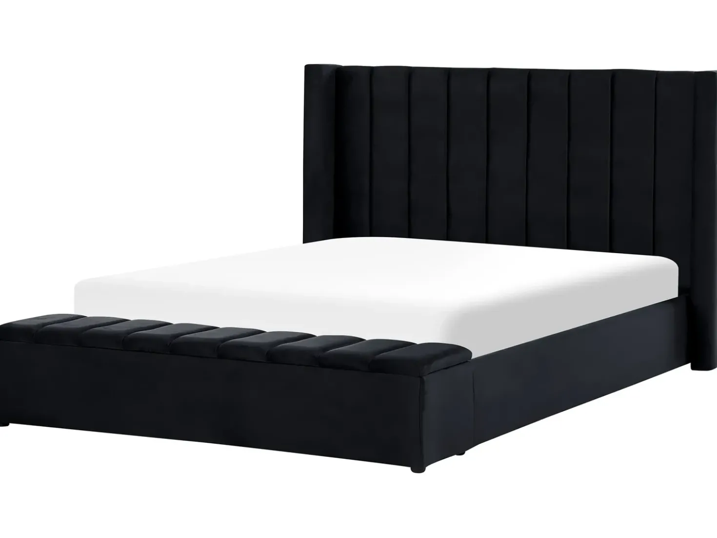 Letto con panca contenitore Velluto NOYERS 180 x 200 cm Nero