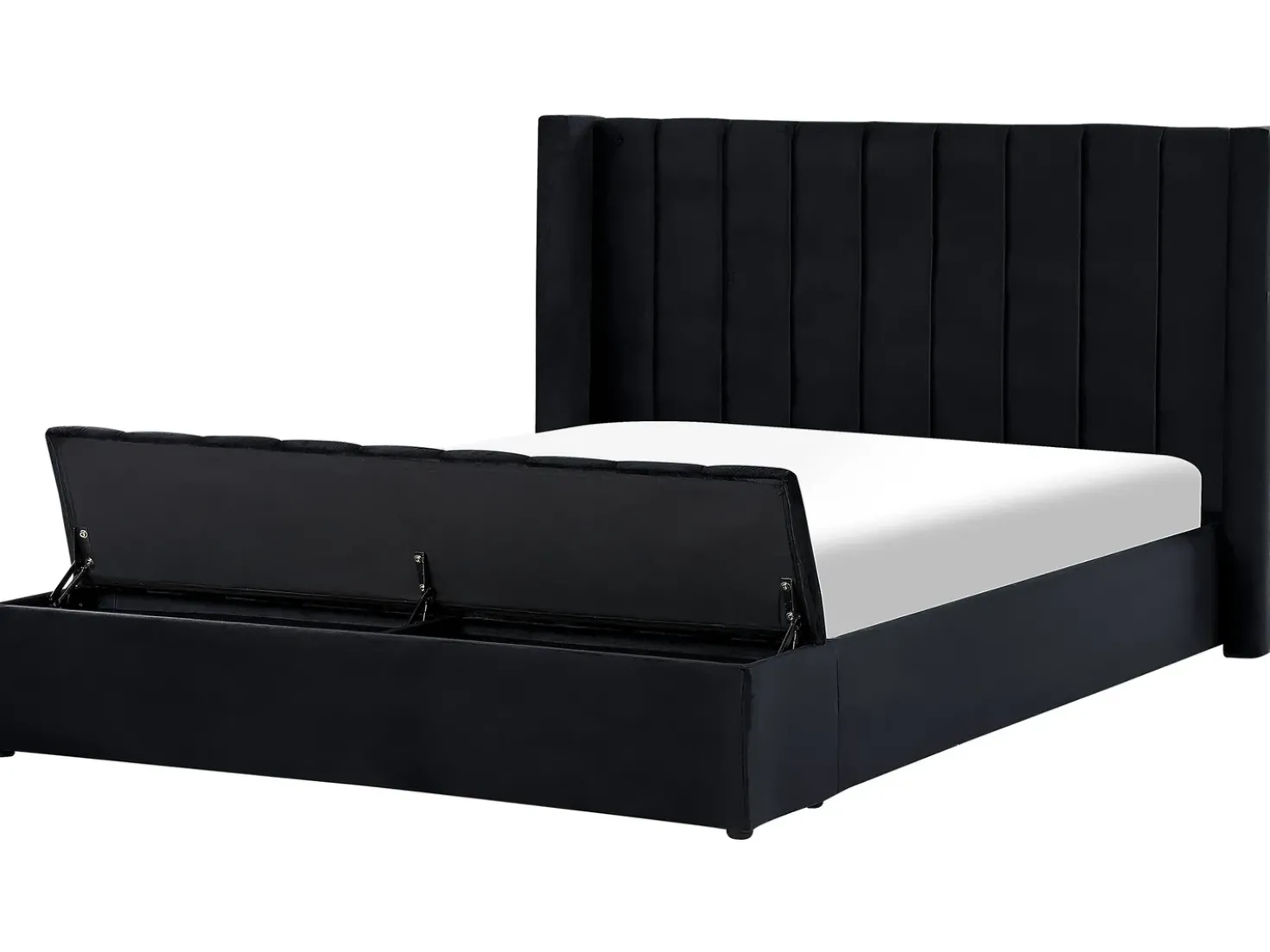 Letto con panca contenitore Velluto NOYERS 180 x 200 cm Nero
