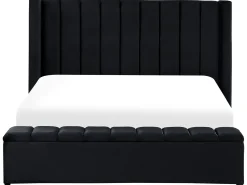 Letto con panca contenitore Velluto NOYERS 180 x 200 cm Nero
