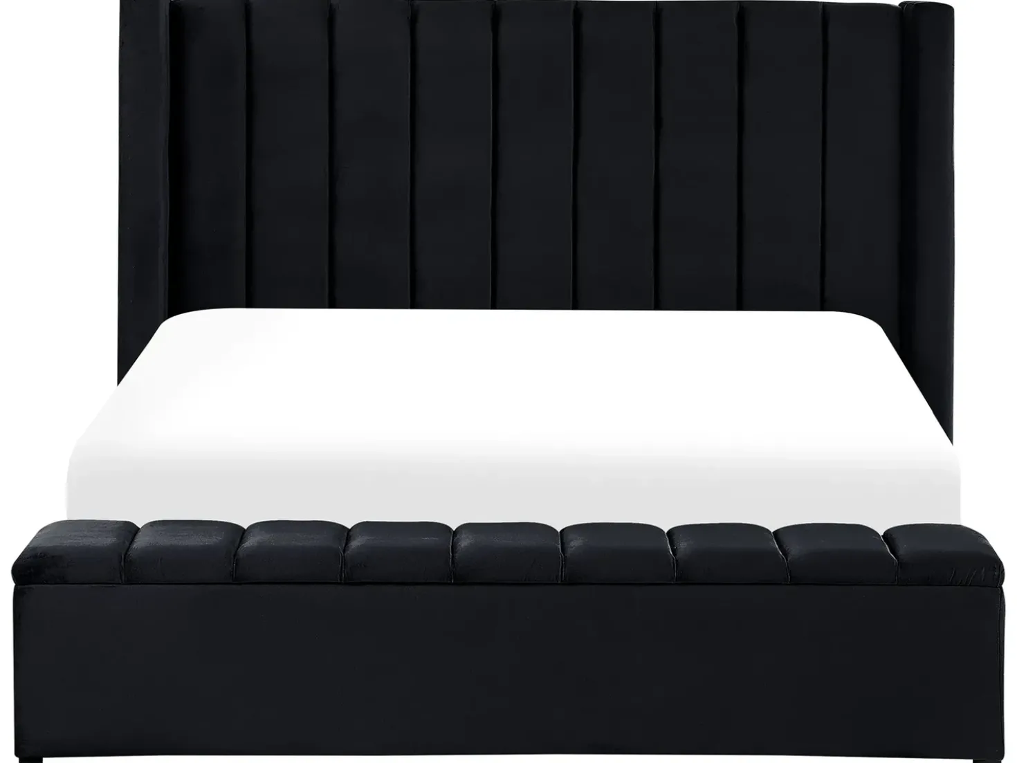 Letto con panca contenitore Velluto NOYERS 180 x 200 cm Nero