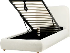 Letto contenitore Bouclé BLAGNAC 90 x 200 cm Bianco sporco