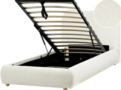 Letto contenitore Bouclé BLAGNAC 90 x 200 cm Bianco sporco