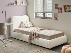 Letto contenitore Bouclé BLAGNAC 90 x 200 cm Bianco sporco