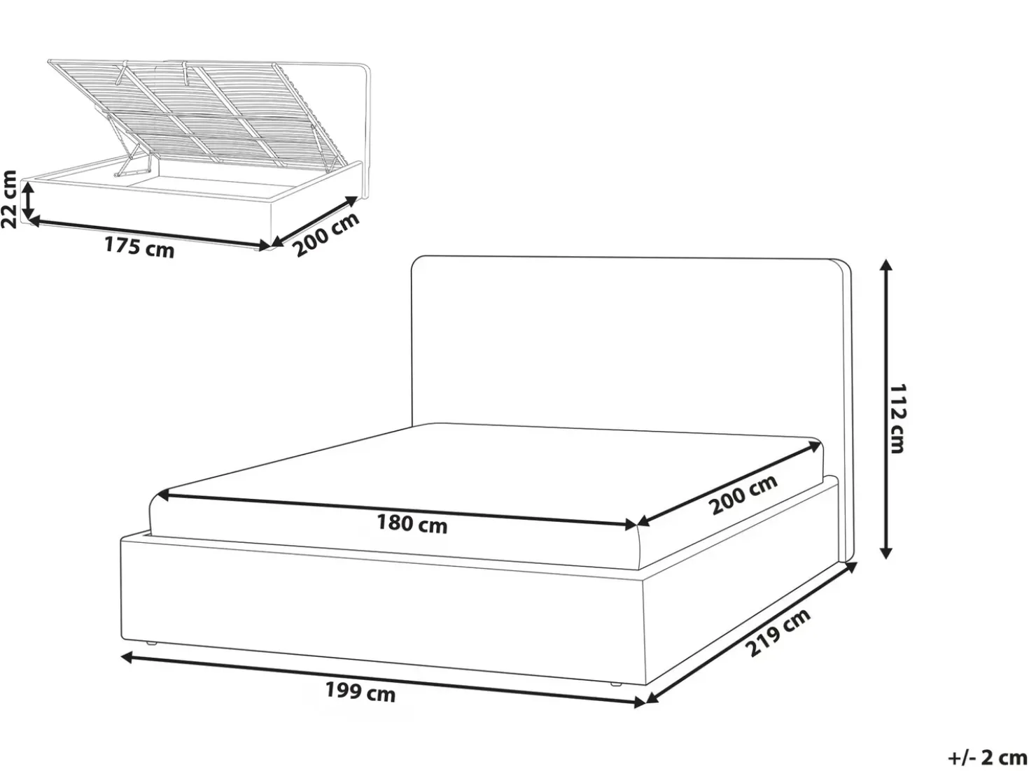 Letto contenitore Bouclé BRENON 180 x 200 cm Bianco sporco