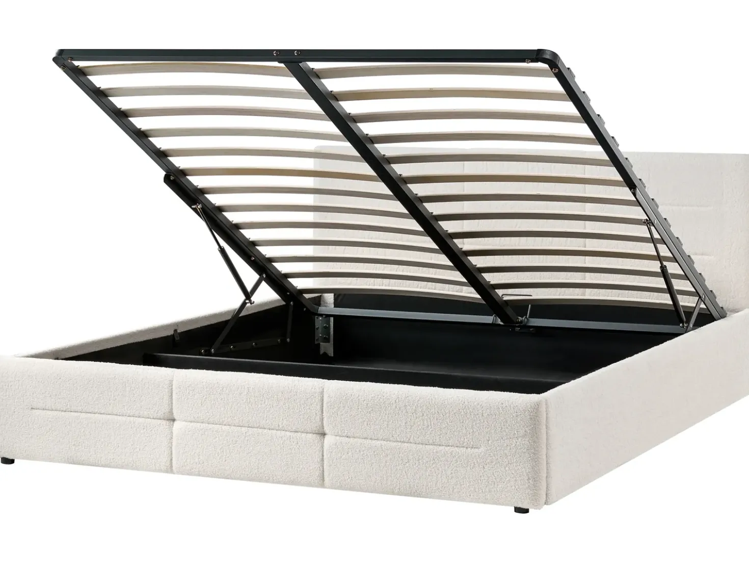 Letto contenitore Bouclé MASSOGNES 180 x 200 cm Bianco sporco