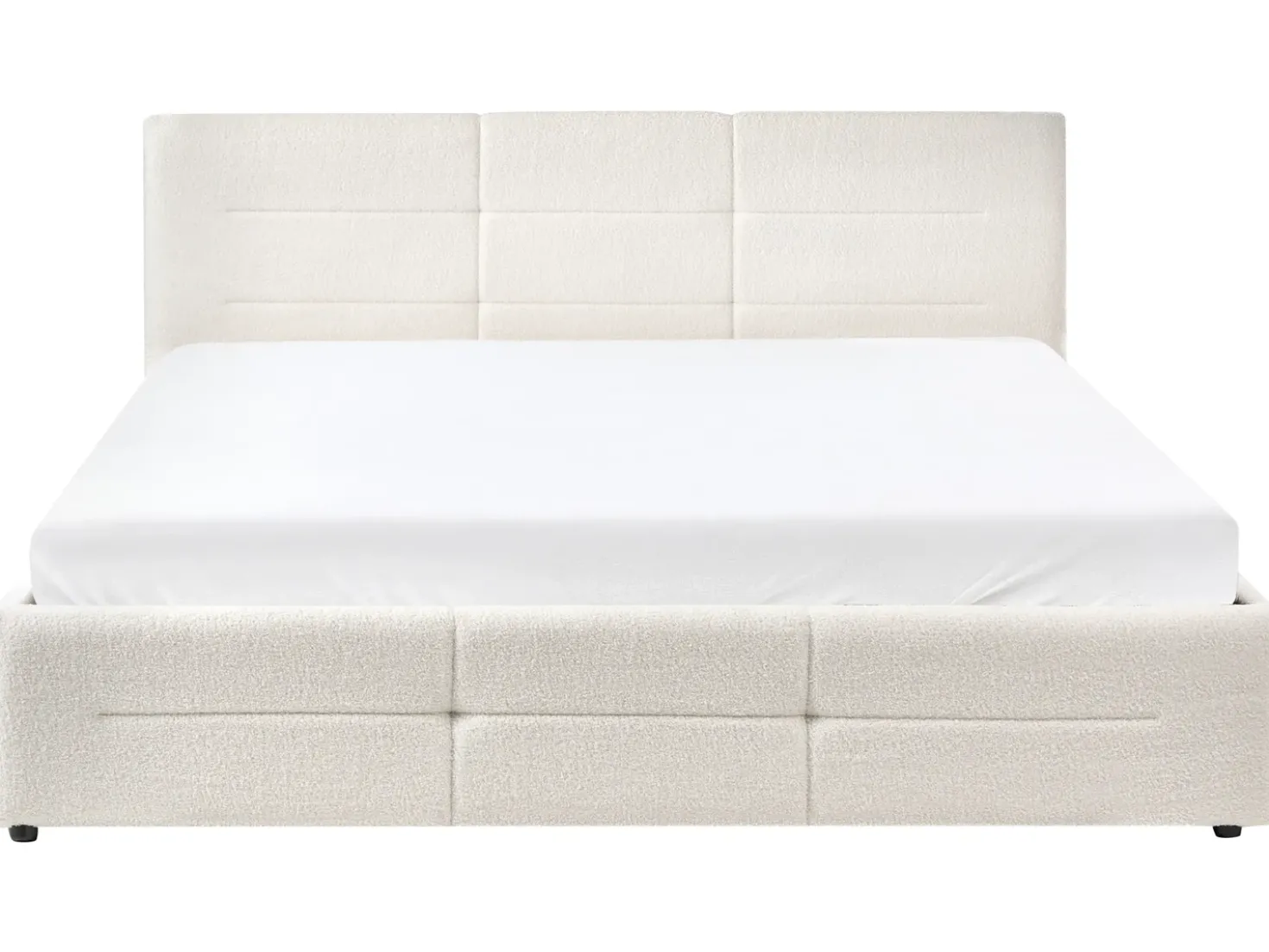 Letto contenitore Bouclé MASSOGNES 180 x 200 cm Bianco sporco