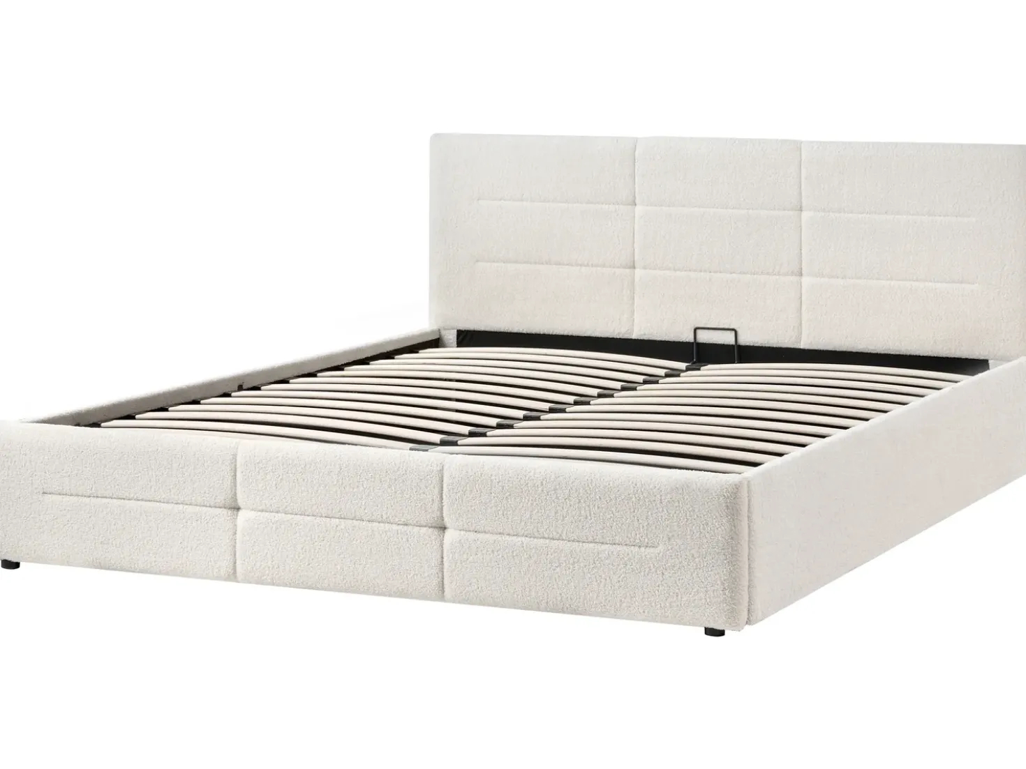 Letto contenitore Bouclé MASSOGNES 180 x 200 cm Bianco sporco