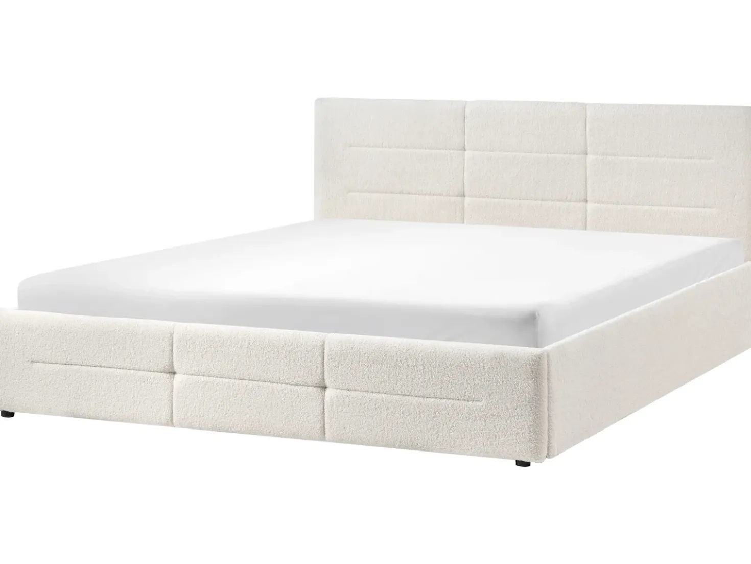 Letto contenitore Bouclé MASSOGNES 180 x 200 cm Bianco sporco