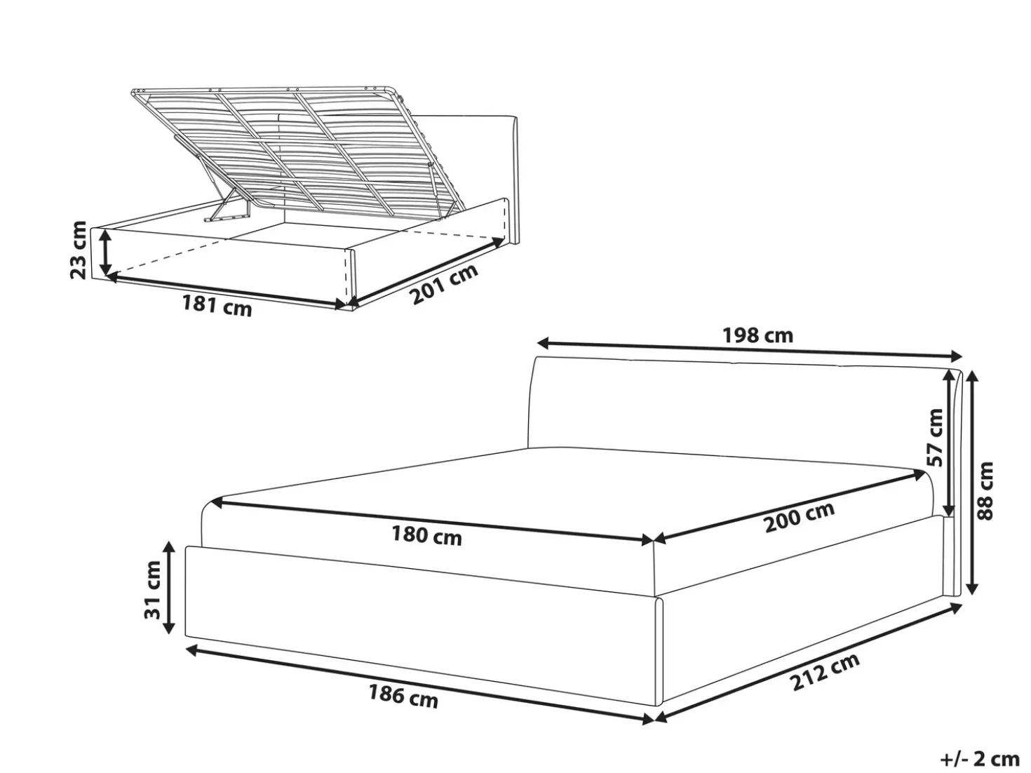 Letto contenitore Bouclé ORBEY 180 x 200 cm Marrone